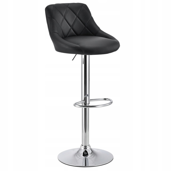 HOKER krzesło barowe pikowane skórzane czarne