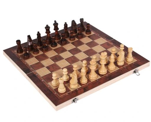 SZACHY DREWNIANE DUŻE WARCABY 34x34cm ZESTAW 3W1