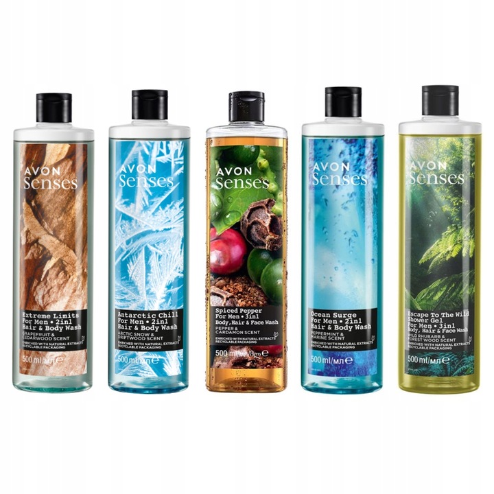 AVON ZESTAW Męskich Żeli pod Prysznic 5 x 500 ml
