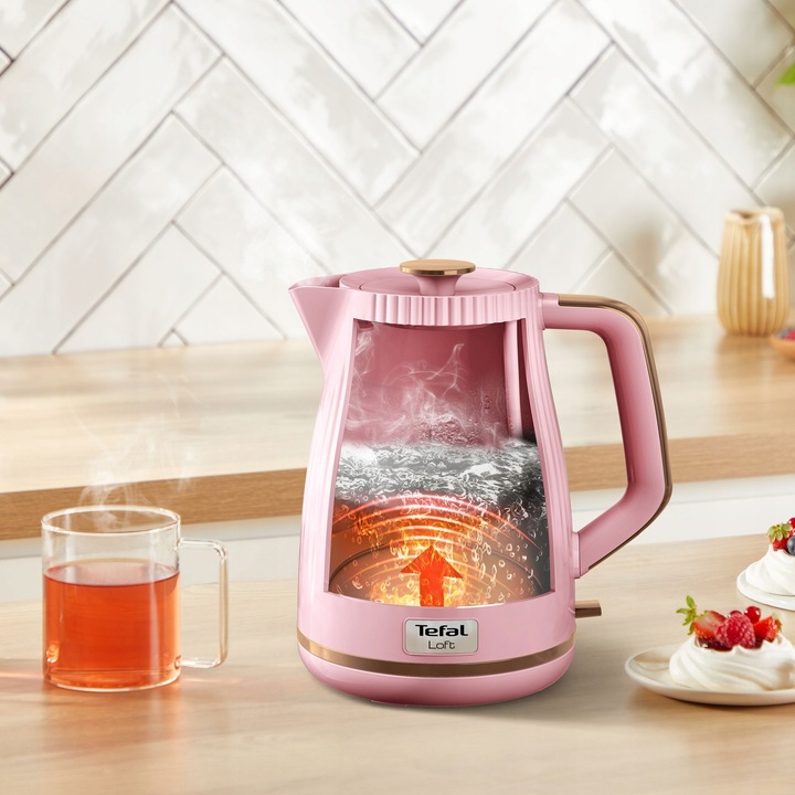 Czajnik elektryczny bezprzewodowy TEFAL Loft KO2517 2400 W różowy