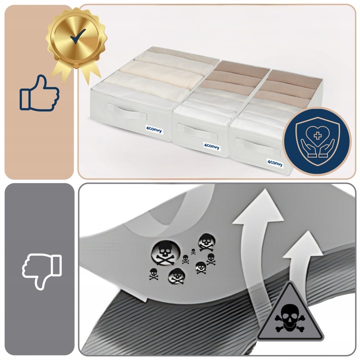 Zestaw 3x organizer pudełko pojemnik na ubrania bieliznę do komody M A