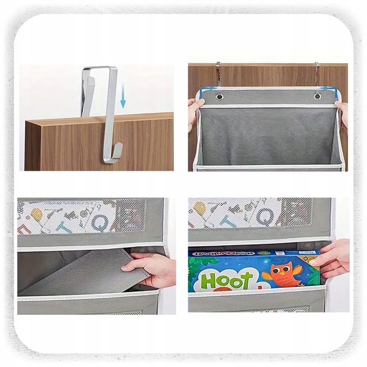 ORGANIZER NA DRZWI WISZĄCY DO SZAFY 5 PÓŁEK KIESZENIE KOSZ NA ZABAWKI