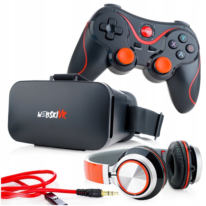 ZESTAW DO GIER OKULARY GOOGLE VR 360 STOPNI 3D PILOT BLUETOOT SŁUCHAWKI