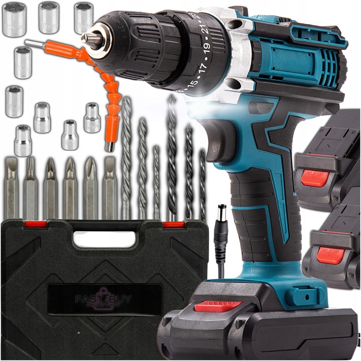 WIERTARKO-WKRĘTARKA AKUMULATOROWA 21V NIEBIESKA 2 AKUMULATORY 2.0Ah