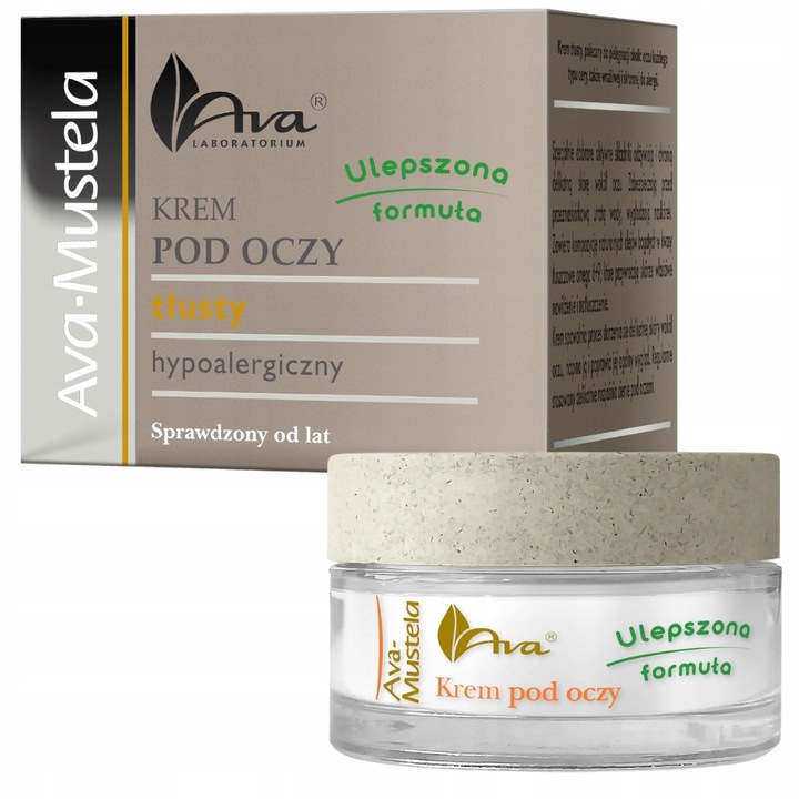 AVA MUSTELA Krem Tłusty Pod Oczy Hipoalergiczny Odżywia i Natłuszcza 30ml