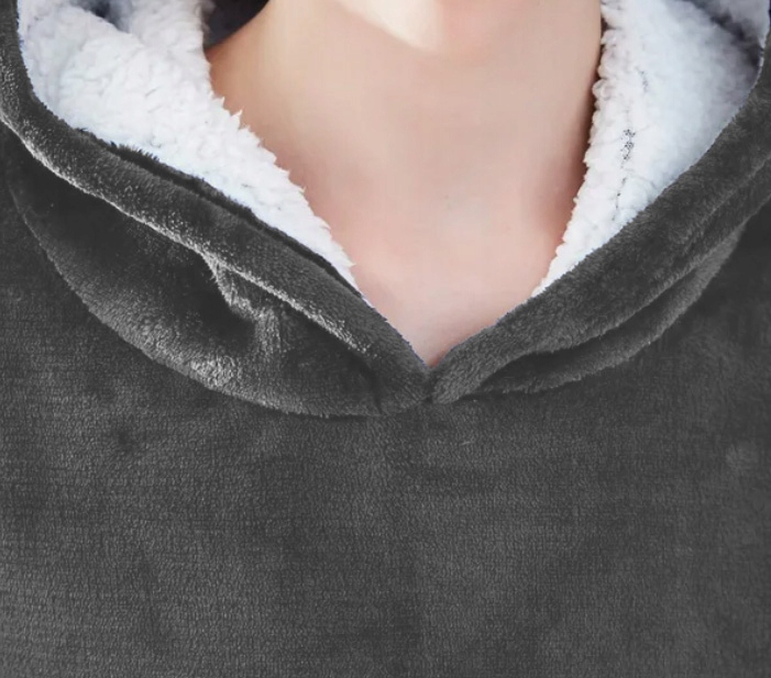 Gruby Koc Ponczo Z Kapturem Ciepła Gruba Bluza Szlafrok Kocobluza