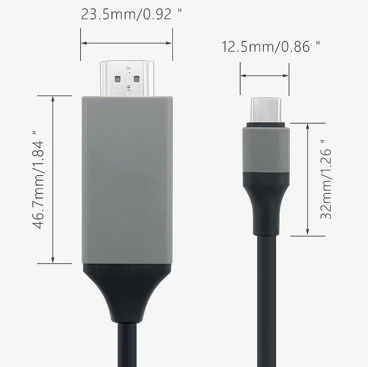KABEL ADAPTER USB-C 3.1 HDMI 4K MHL TV do Telefonów Samsung DEX Macbook 2m