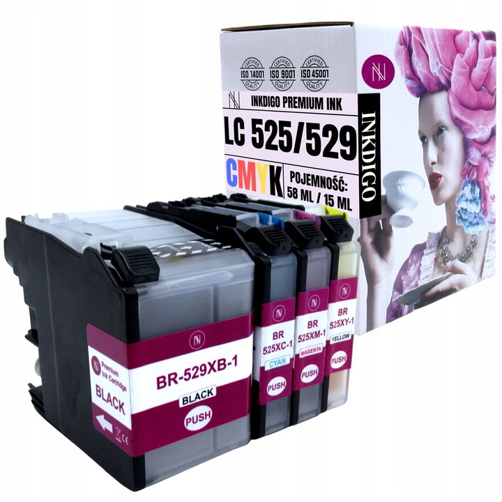 LC529 LC525 XL - 4x TUSZE do DRUKARKI BROTHER DCP-J105 DCP J105 DCP J100