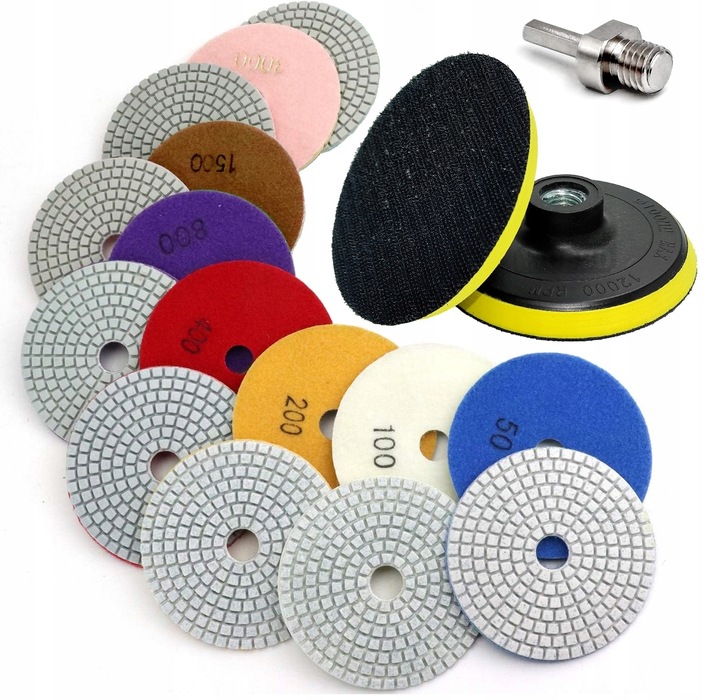 ZESTAW TARCZE DIAMENTOWE DO SZLIFOWANIA POLEROWANIA GRESU SPIEKU