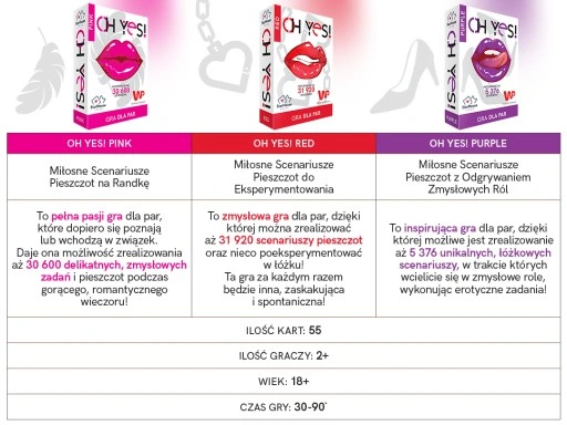 GRA DLA PAR - OH YES! PINK erotyczna wstępna WYZWANIA prezent WALENTYNKI