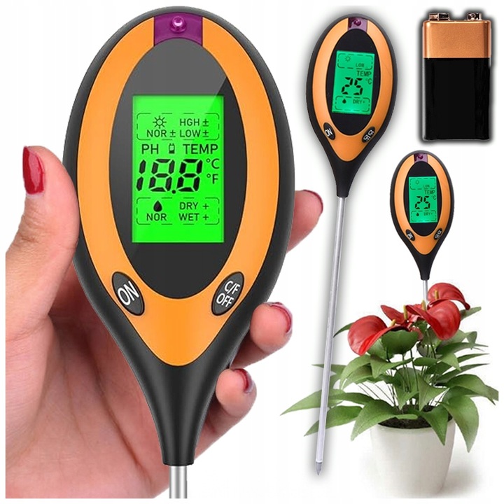 KWASOMIERZ GLEBOWY TESTER PH GLEBY PODŁOŻA ZIEMI MIERNIK WILGOTNOŚCI