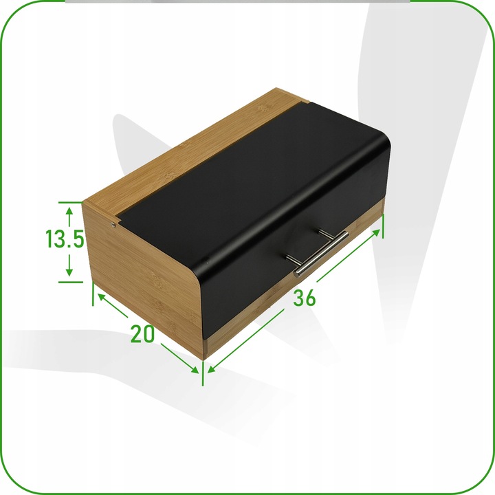 Chlebak bambusowy czarna stal pojemnik na pieczywo nowoczesny desig kuchnia