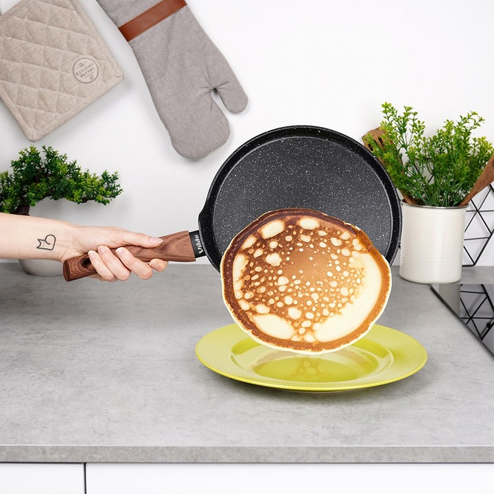 Patelnia GRANITOWA do naleśników placków omletów niska płaska 24 cm VILDE