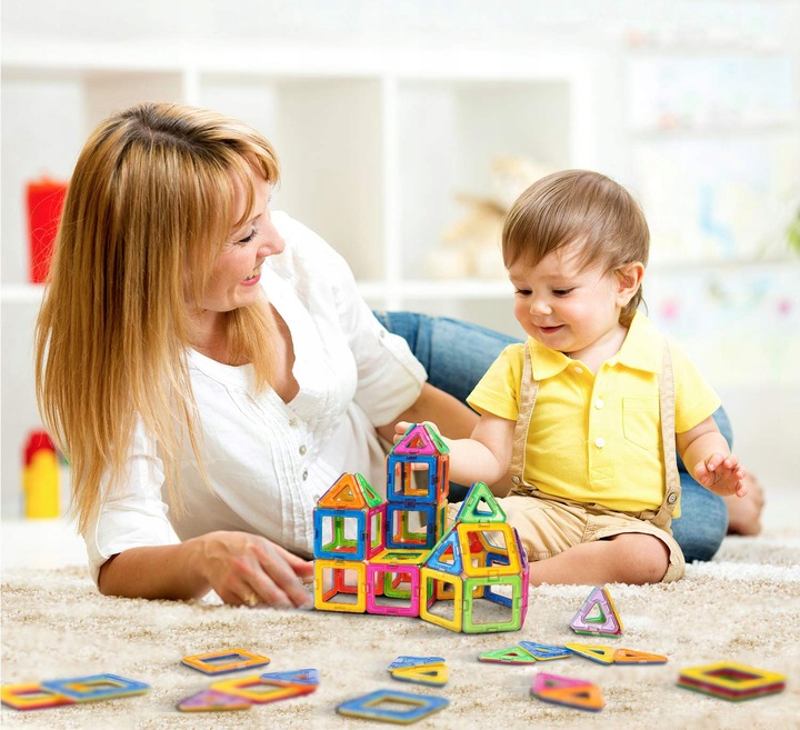 DUŻE Klocki Magnetyczne 3D Konstrukcyjne Magnetic Tiles 70 el. Edukacja