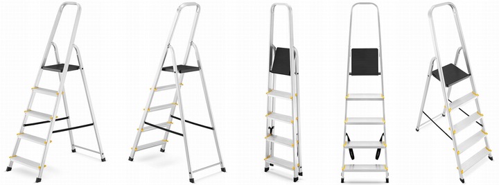 Drabina aluminiowa domowa jednostronna profesjonalna HIGHER 5 stopni