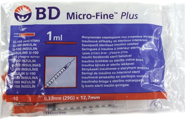 STRZYKAWKA INSULINOWA 1 ML ZESPOLONA Z IGŁĄ 0,33 x 12,7 mm - 100 szt.