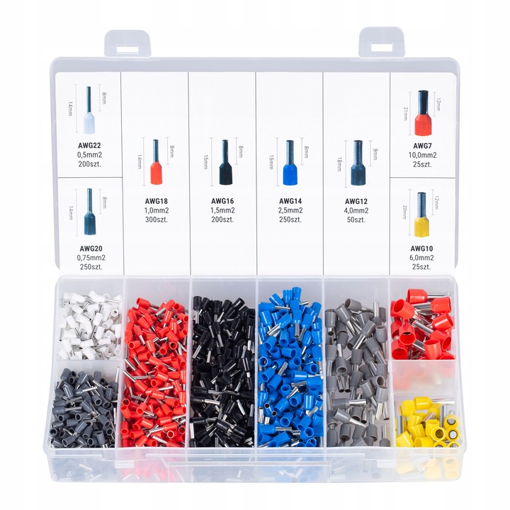 Zaciskarka do Tulejek Praska do Kabli Końcówek 0,25-10mm2 NEKU + 1300szt