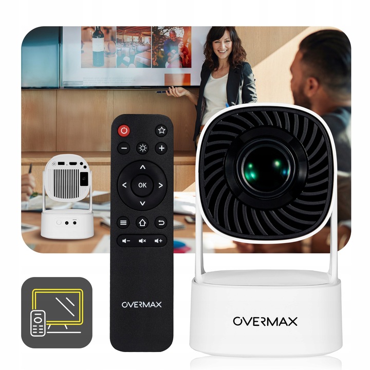 PROJEKTOR RZUTNIK ANDROID TV WIFI BEZPRZEWODOWY OBROTOWY LED PRZENOŚNY