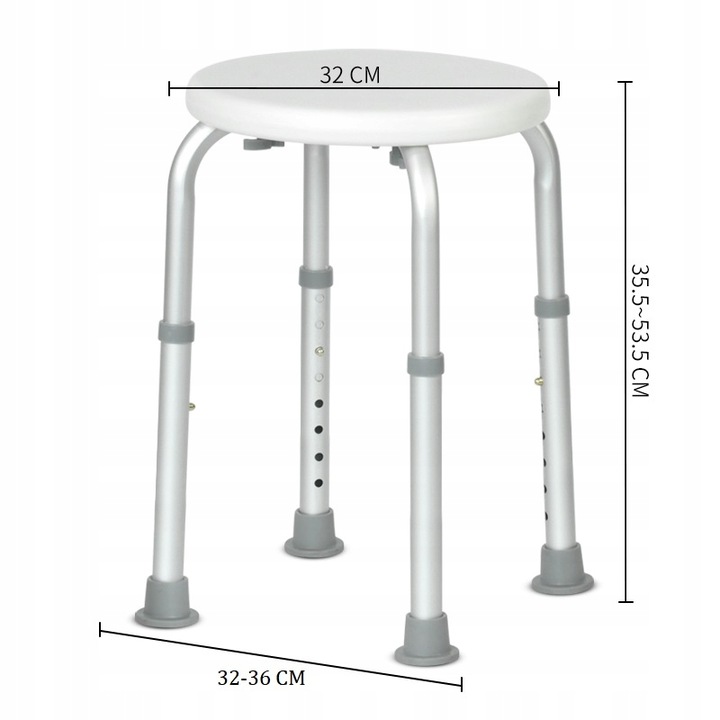 TABORET STOŁEK POD PRYSZNIC OKRĄGŁY KRZESŁO PRYSZNICOWE STABILNE DO WANNY