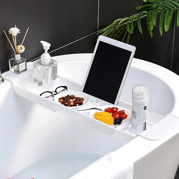 Półka na wannę łazienkowa regulowana biała