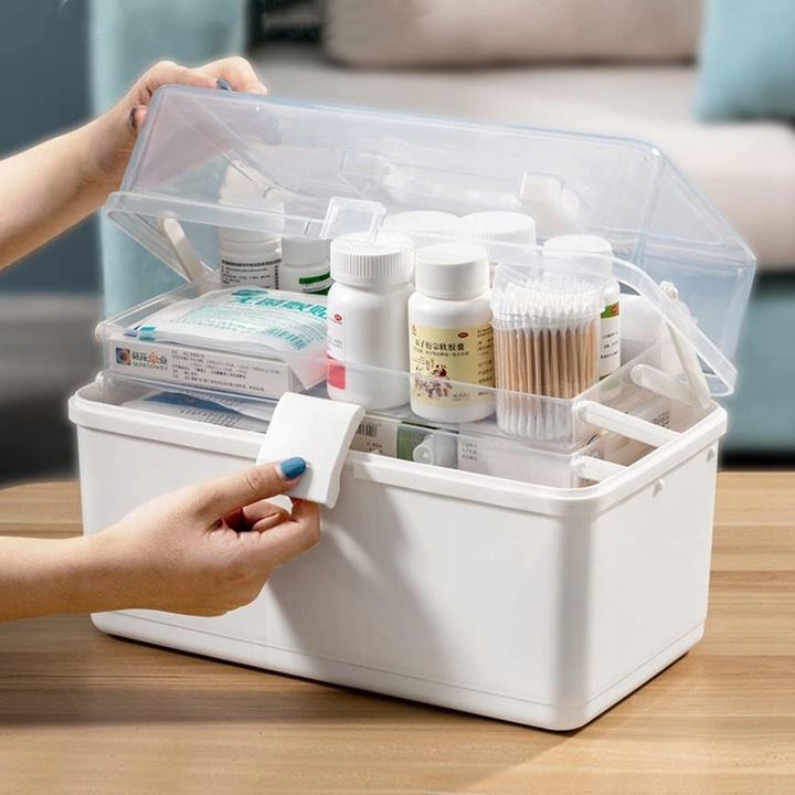 ORGANIZER POJEMNIK NA LEKI TABLETKI DUŻA ROZKŁADANA APTECZKA XXL PUDEŁKO