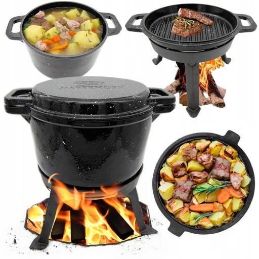 Kociołek żeliwny emaliowany MARMUREK 3w1 8 l