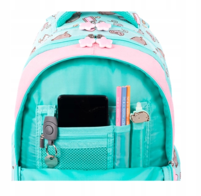 PLECAK SZKOLNY PUSHEEN tornister MIĘTOWY z kotkiem St. Majewski klasa 1-3