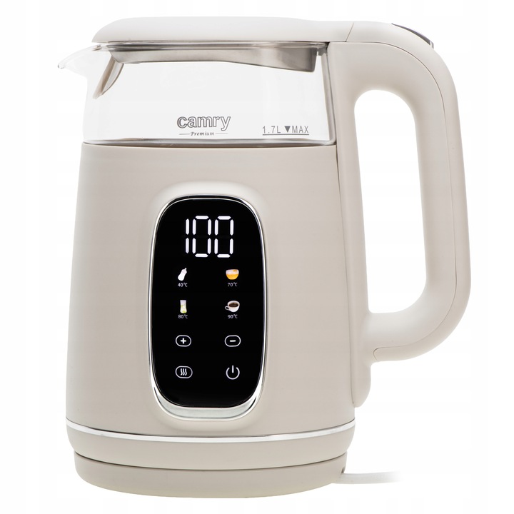Czajnik Elektryczny 2200W Szklany beżowy Panel LED Mocny Camry CR1383