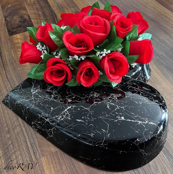 SERCE na Grób RÓŻNE KOLORY Podstawa na Stroik Wzór Marmur Kompozycja