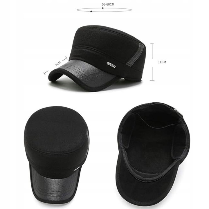 ZIMOWA CZAPKA Z DASZKIEM CHOWANE NAUSZNIKI CIEPŁA DLA STARSZEJ OSOBY