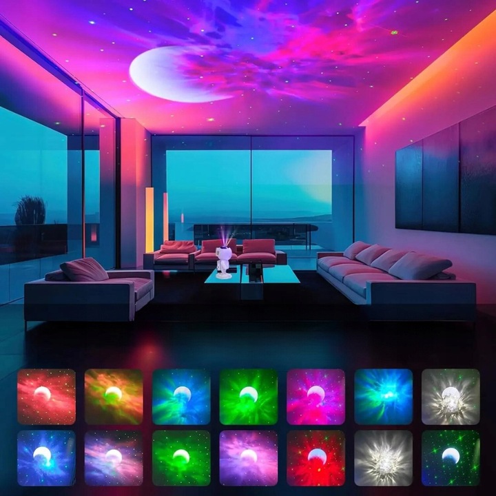 Projektor Gwiazd Astronauta Rzutnik Kosmonauta Lampka Nocna z Głośnikiem BT