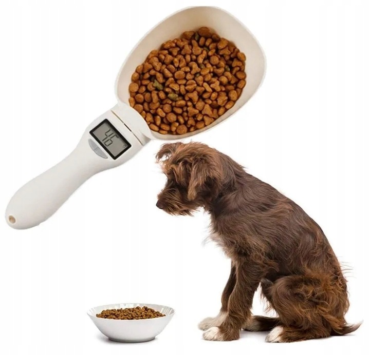ŁYŻKA Z MIARKĄ WAGĄ łopatka do karmy dla psa kota z wyświetlaczem LCD 800g
