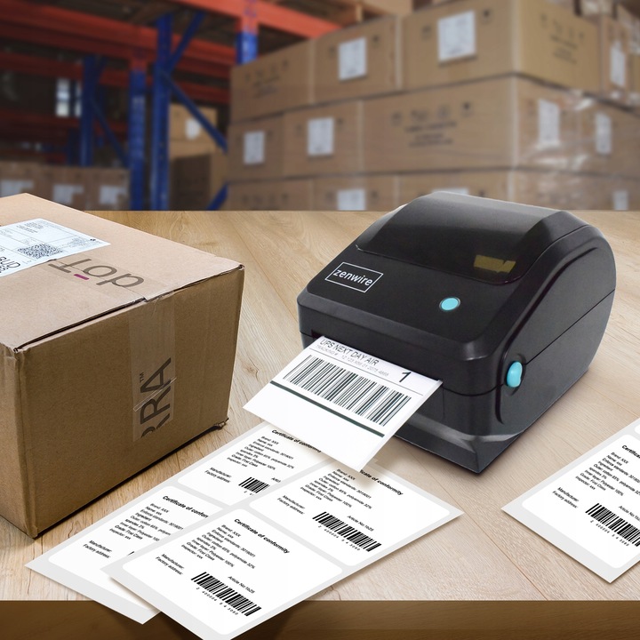 Drukarka Termiczna Etykiet Kurierskich Samoprzylepnych WiFi Bluetooth USB