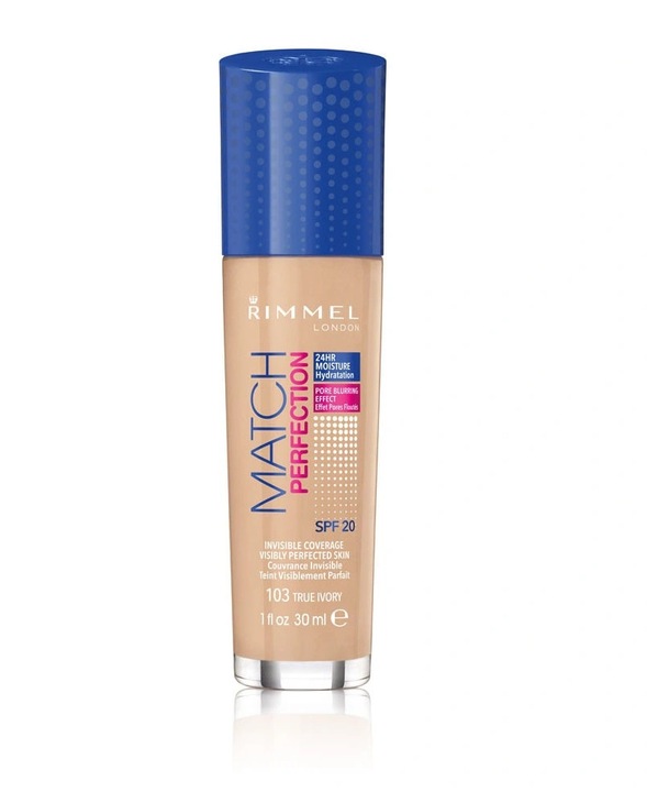 Rimmel London Match Perfection SPF20 30 ml dla kobiet Podkład 103 True Ivor