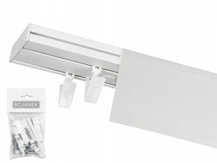 KARNISZ Podwójny z Maskownicą Szyna Sufitowa PCV Biała 300cm z Osłoną