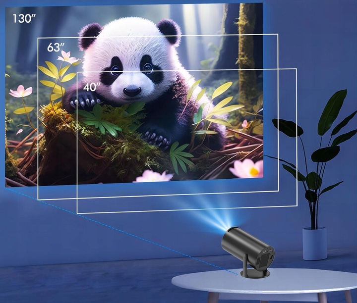 PRZENOŚNY PROJEKTOR OBROTOWY RZUTNIK GŁOŚNIK ANDROID SMART TV WIFI