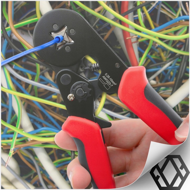 ZACISKARKA PRASKA DO KONEKTORÓW KOŃCÓWEK KABLI TULEJEK 0.25-10mm²