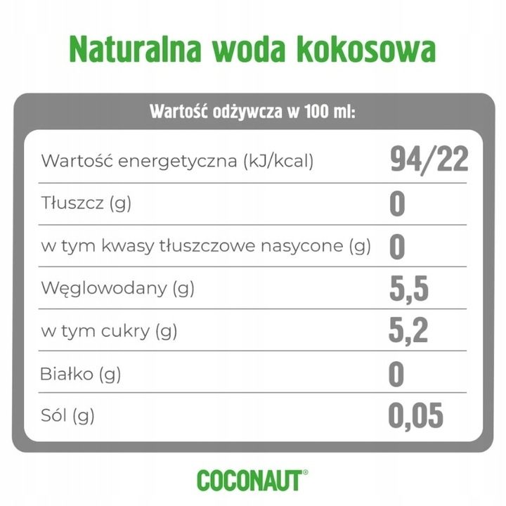 Woda Kokosowa Niegazowana Coconaut Puszka 320 ml W ZESTAWIE TANIEJ 10x szt