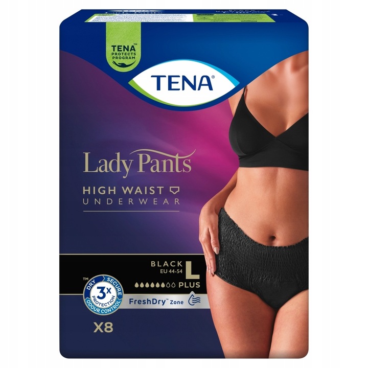 Majtki chłonne Tena Lady Pants Noir czarne L 8 szt