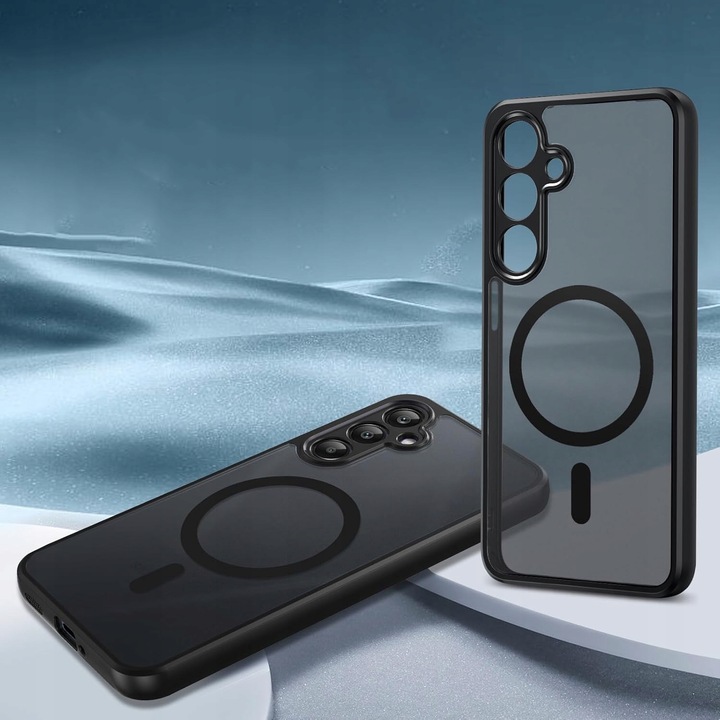 Etui do Samsung M35 5G (Magsafe, Czarne Matowe, Wzmacniane) + Szkło 9H 2,5D
