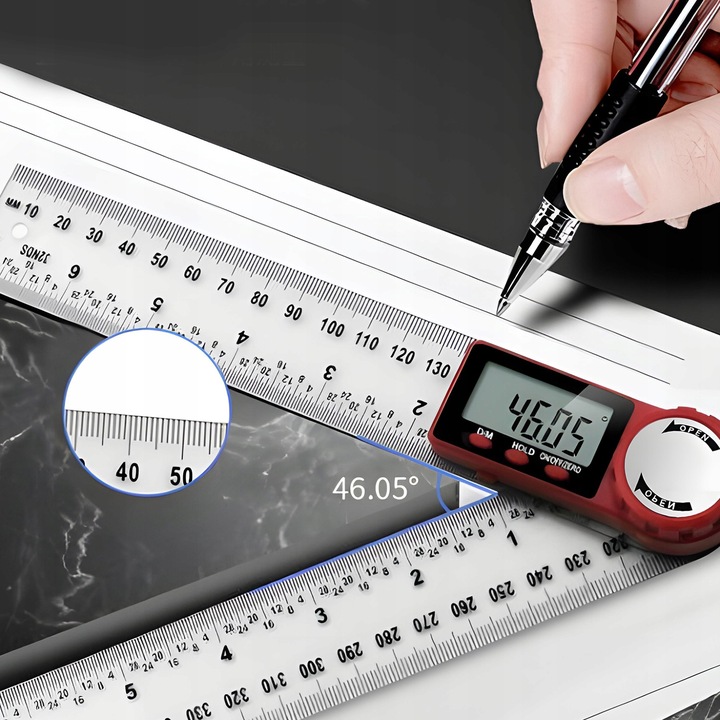 METALOWY KĄTOMIERZ ELEKTRONICZNY CYFROWY Z EKRANEM LCD 200mm 360° +