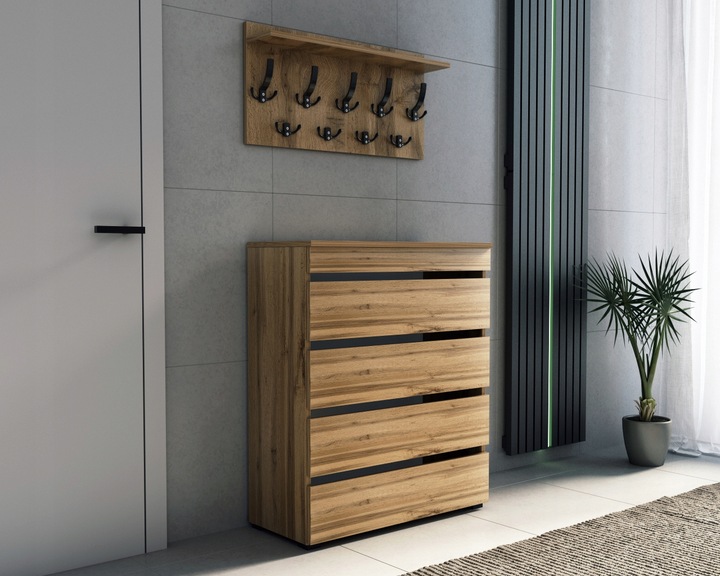 Komoda na buty 80cm ze schowkiem na czapki kluczyki 80 dąb wotan