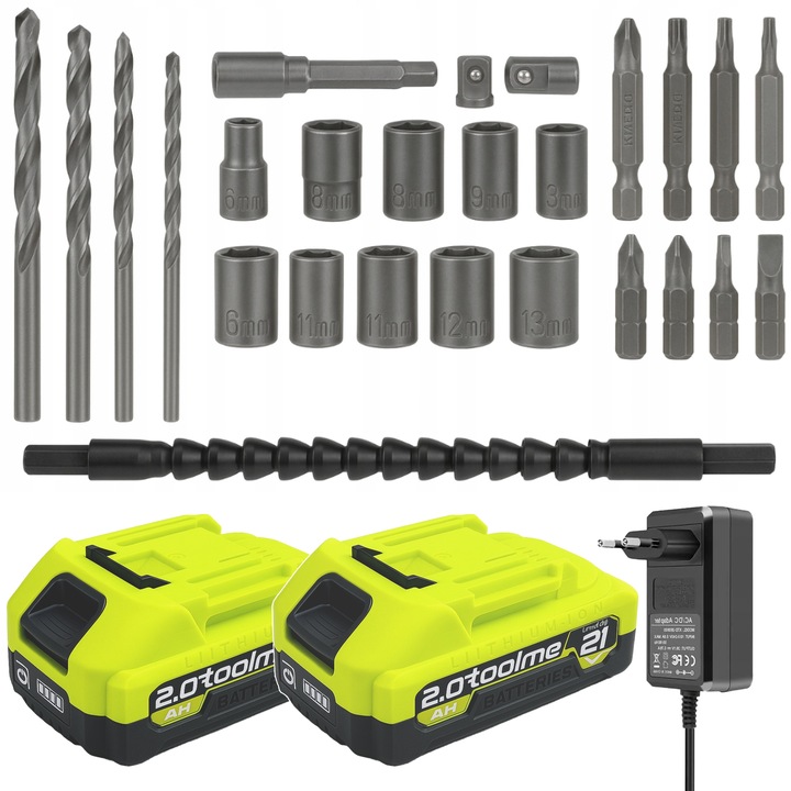 Wiertarko wkrętarka UDAROWA Bez szczotkowa aku 2x21V Li-ion tm030