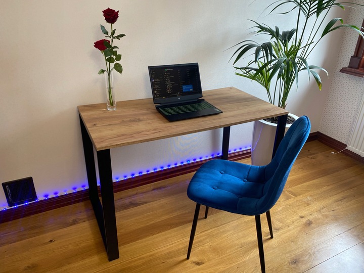 NOGI DO STOŁU BIURKA METALOWE CZARNE 80x72 CM PROFIL 6x2 CM LOFTOWE 2