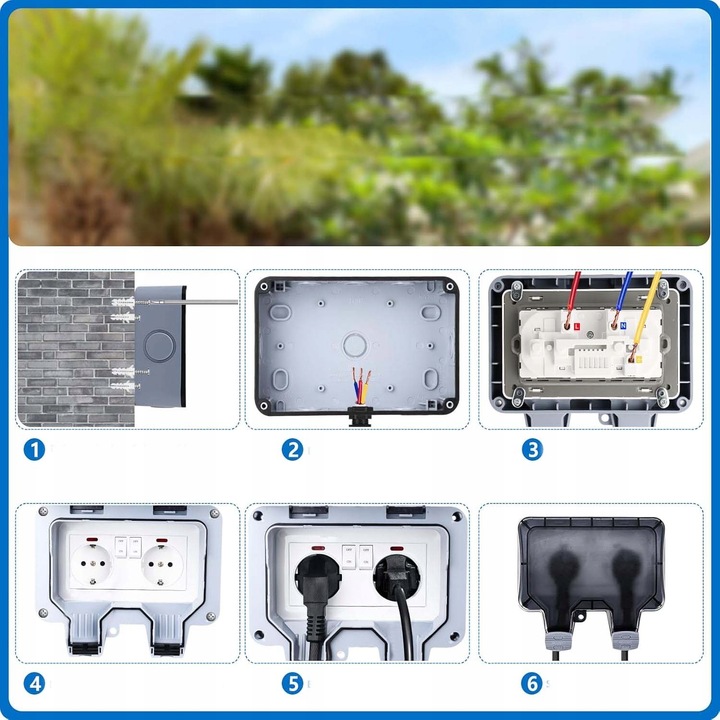 PODWÓJNE GNIAZDKO IP66 OGRODOWE ZEWNĘTRZNE WODOSZCZELNE GNIAZDO 230V