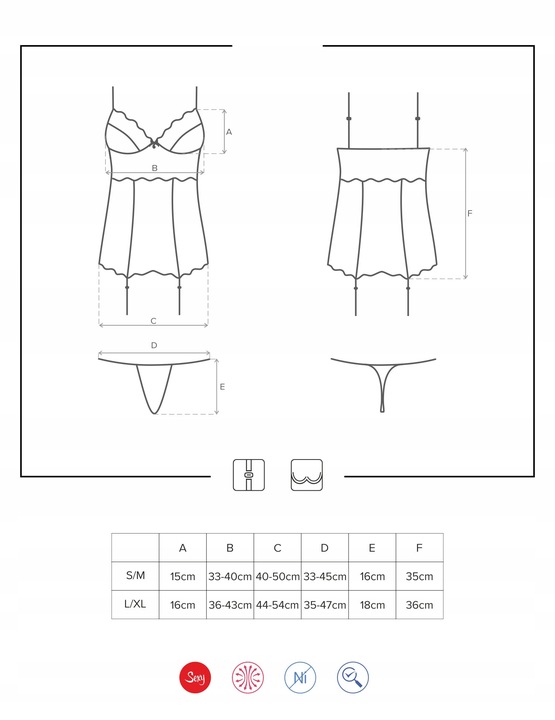 OBSESSIVE LOVICA SATYNOWY GORSET I STRINGI 2XL/3XL