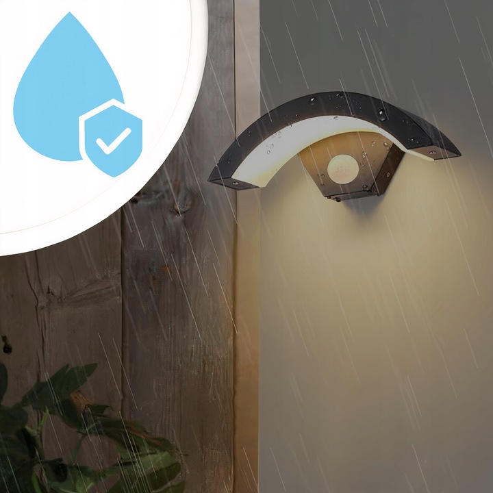 Kinkiet Ścienny Zewnętrzny Lampa Elewacyjna Czujnik Ruchu Zmierzchu 12W