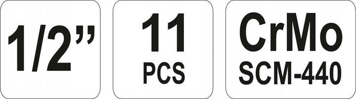 YATO NASADKI UDAROWE KLUCZE NASADOWE DŁUGIE 1/2'' 11el KUTE WALIZKA