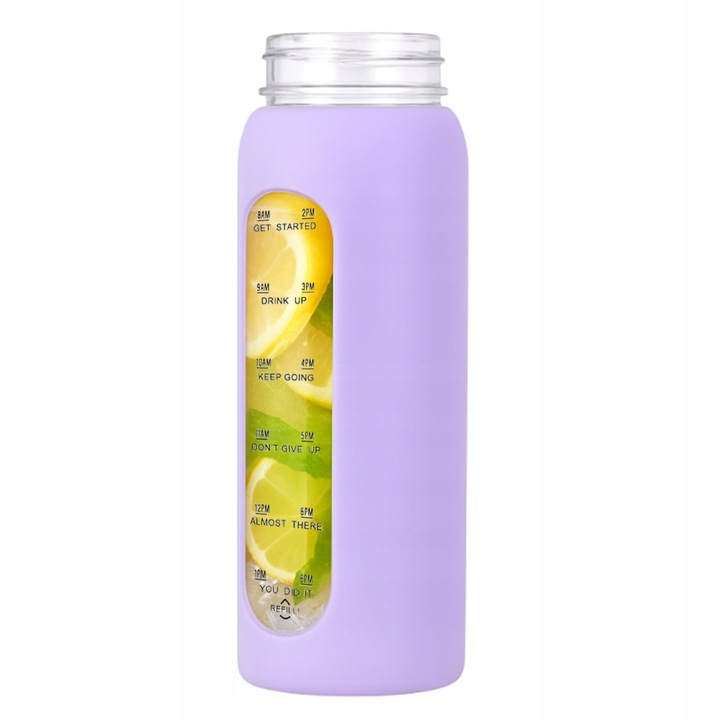 Szklana butelka na wodę z motywywacją miarką z 2 słomkami bidon z
