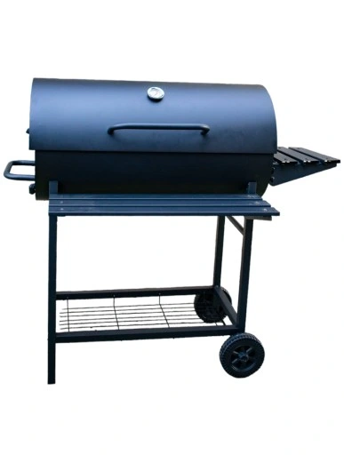 Grill Węglowy 70 X 35 na Kółkach z Półką Pokrywą Ogrodowy Przenośny Beczka